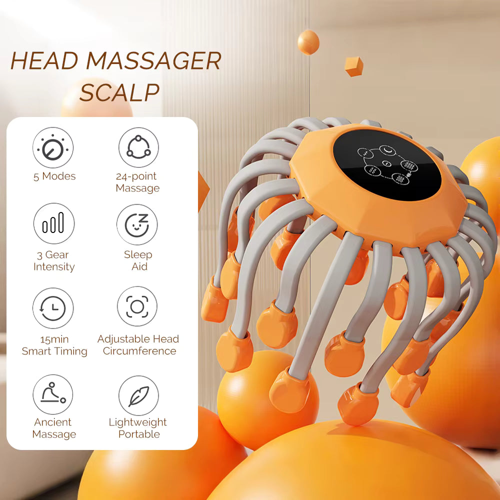 24-Claw Electric Scalp Massager with Bluetooth Music & Vibration Therapy