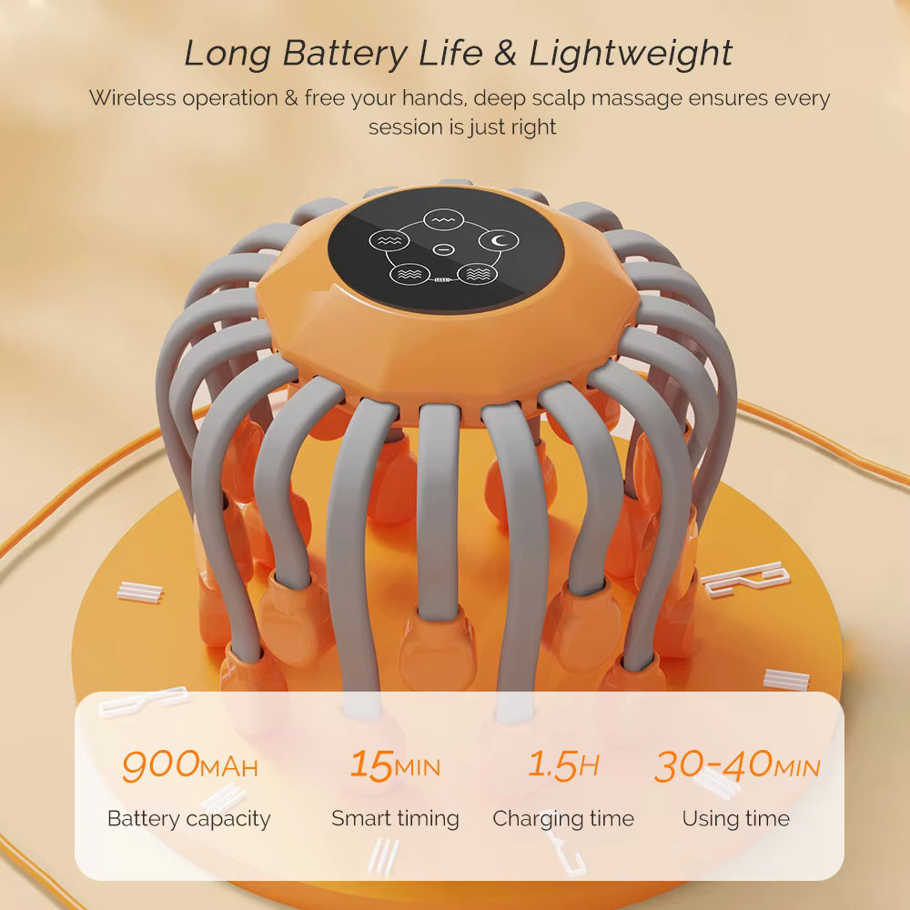 24-Claw Electric Scalp Massager with Bluetooth Music & Vibration Therapy